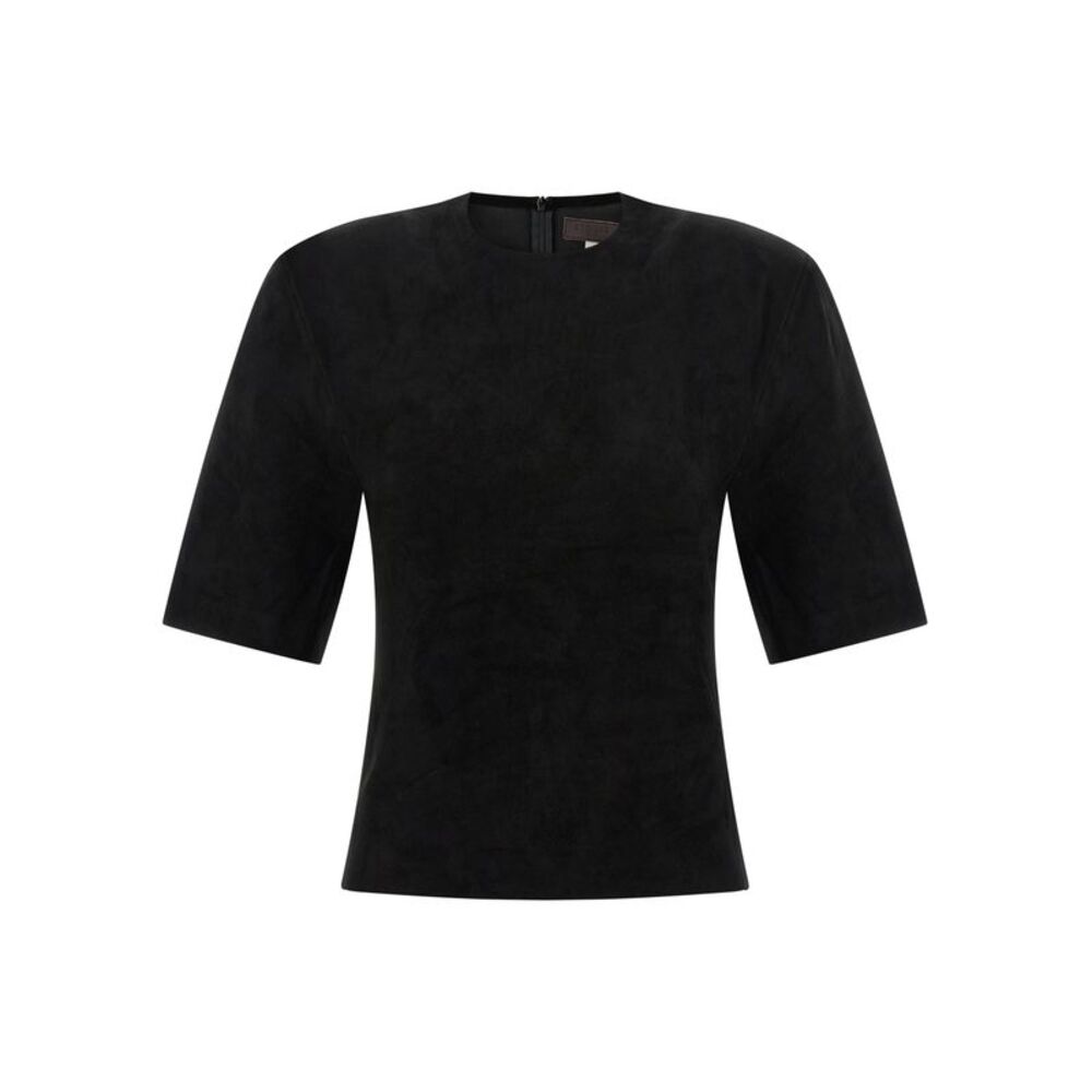 STOULS Black Lamb Leather Women's T-Shirt